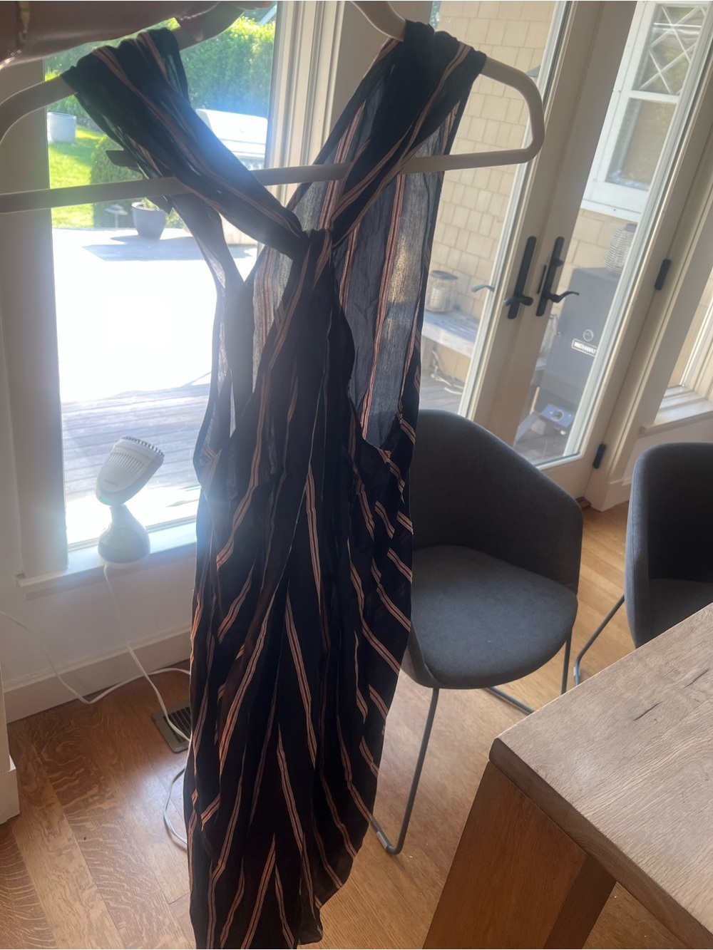 Vince Striped Twist-Front Maxi Dress in Navy and Tan / cotton, Linen, silk - Picture 4 of 4